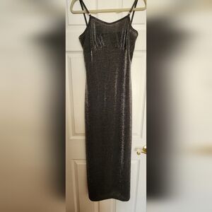 3 for $24 Dress, black long size M. Metalic thread. Shimmery
